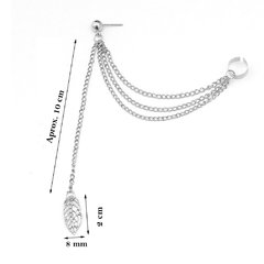 Brinco Ear cuff corrente e folha - Loja da Maya