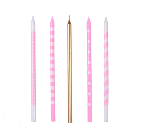 Velas Largas Rosas x10