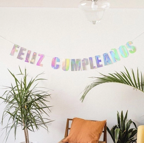 Banderin Feliz Cumpleaños Iridiscente