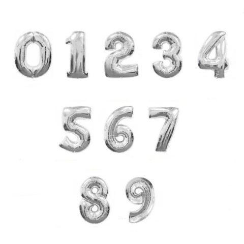 Globo Numero Plateado 16"