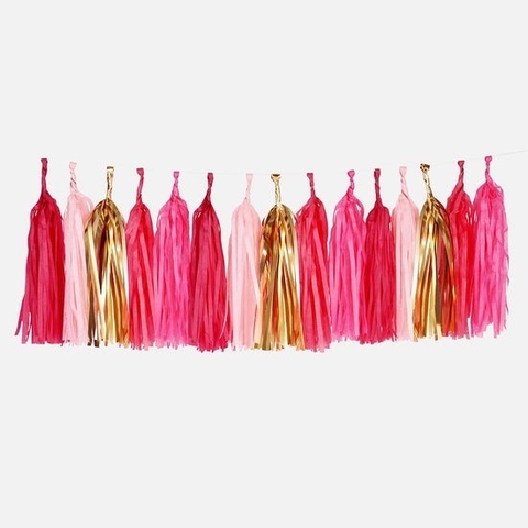 Guirnalda Flecos Rosa y Dorado - comprar online