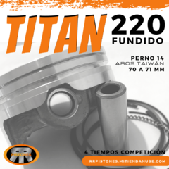 PISTÓN CG TITAN 220 FUNDIDO PERNO 14 - KIT con aros Taiwán