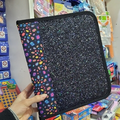 Carpeta 3x40 Con Cierre Negro Glitter - Magnapel