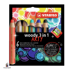 Lapices Por 6 Colores Stabilo Woody 3 En 1