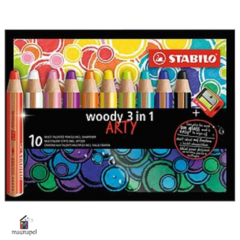 Lapices Por 10 Colores Stabilo Woody 3 En 1