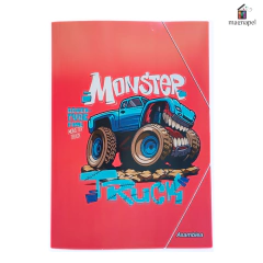 Carpeta 3 Solapas Con Elastico Nro 5 Asamblea Monster Truck Roja