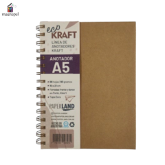 Cuaderno Con Espiral Ecokraft A5 96 Hojas Punteadas Paperland