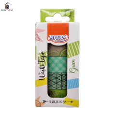 Washi Tape Brw Por 5 Rollos De 5mts Green