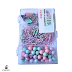 Set Stationery Cod.1248 Clip+Chinche Galera+Chinche Bolita+Aprietapapel