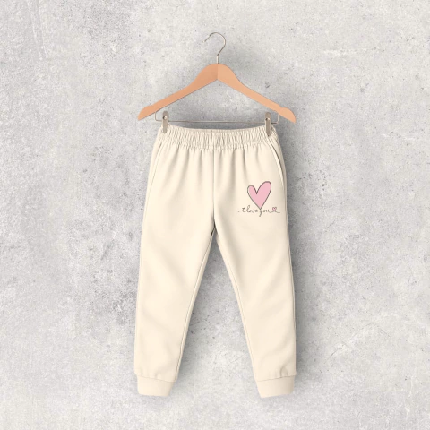 PANTALON FRISA BLANCO NATURAL ILOVEYOU NIÑA