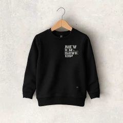 BUZO RÚSTICO NEGRO SIN CAPUCHA NEVER NIÑO - comprar online