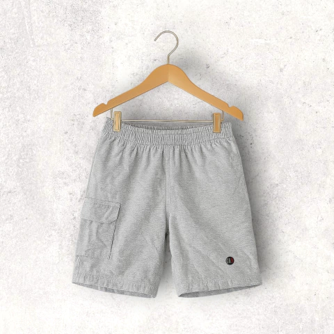 BERMUDA RUSTICO GRIS MELANGE BOLSILLO LATERALLISO OKEY NIÑO