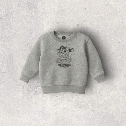 BUZO FRIZA GRIS MELANGE ALGODON PIRATEPIGS BEBE Y NIÑO - comprar online