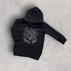 BUZO NIÑO SKATE NEGRO CON CAPUCHA RUSTICO - comprar online