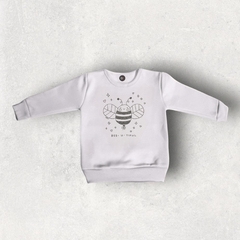 BUZO BEBE Y NIÑO BEEUTY BLANCO FRIZA ALGODON SIN CAPUCHA