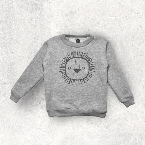 BUZO BEBE Y NIÑO TIGER FRIZA GRIS MELANGE SIN CAPUCHA ALGODON - comprar online
