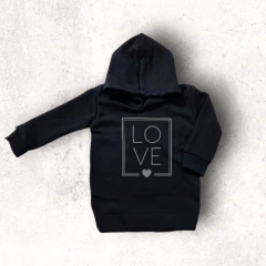 BUZO FRISA NEGRO ALGODON CON CAPUCHA CAROL NIÑA Y BEBE - comprar online