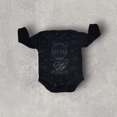 BODY ALGODON NEGRO MANGA LARGA AEROSTATICO BEBE