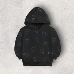 BUZO BEBE GLU NEGRO RUSTICO ALGODON CON CAPUCHA