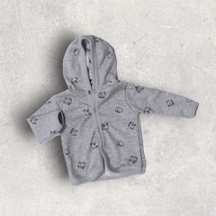 CAMPERITA FRISA GRIS MELANGE PANDITA BEBE CON BOTONES DE METAL