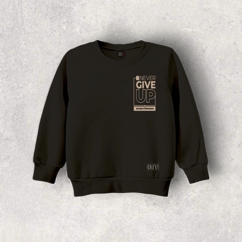 BUZO NIÑO Y BEBE GIVEUP NEGRO FRIZA CON CAPUCHA ALGODON - comprar online