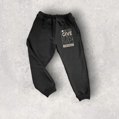 PANTALON NIÑO Y BEBE GIVEUP friza NEGRO ALGODON - comprar online