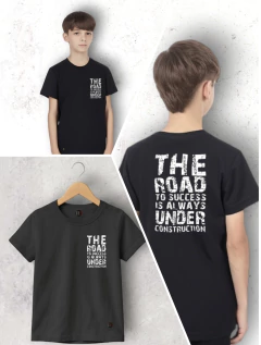 REMERA ALGODON NEGRA JUST DOBLE ESTAMPA NIÑO