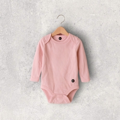 BODY ALGODON ROSA PASTEL BEBE MANGA LARGA LISO