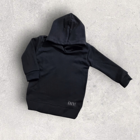 BUZO FRIZA NIÑO Y BEBE NEGRO ALGODON CON CAPUCHA LISO - comprar online