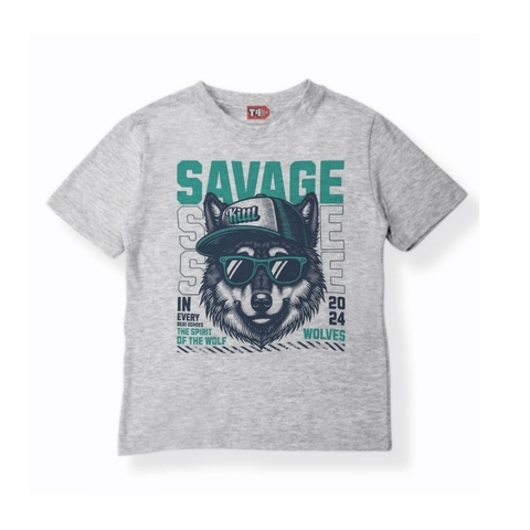 REMERA GRIS MELANGE MC SAVAGE - comprar online