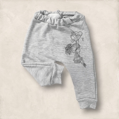 PANTALON BEBE SUSY GRIS MELANGE FRIZA ALGODON