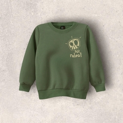 BUZO FRISA VERDE MILITAR NOTRULES NIÑO Y TEEN SINCAPUCHA