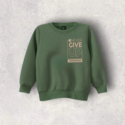 BUZO FRISA TEEN ALGODON MILITAR SIN CAPUCHA GIVE