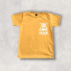 REMERA NIÑO Y BEBE GAMEOVER AMARILLA ALGODON MANGA CORTA