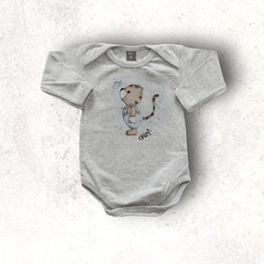 BODY BEBE TEDY GRIS MELANGE ALGODON SUAVE MANGA LARGA