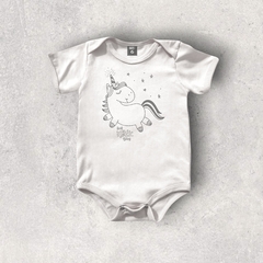 BODY BEBE UNICORNIA BLANCO MANGA CORTA ALGODON