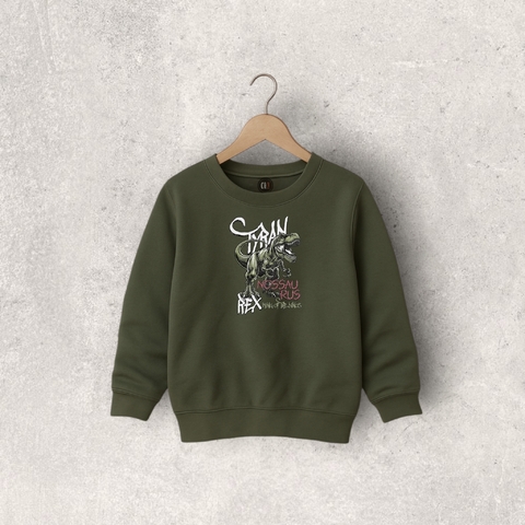 BUZO FRISA ALGODON VERDE MILITAR SAURUS SIN CAPUCHA TEEN - comprar online