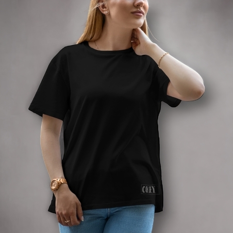 REMERA ADULTO PARA MAMA NEGRA LISA ALGODON MANGA CORTA