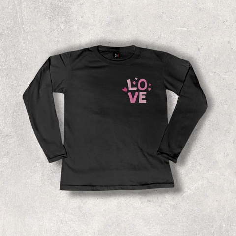 REMERA NIÑA Y BEBE AMA MANGA LARGA ALGODON NEGRO - comprar online