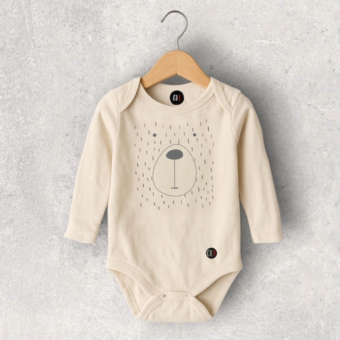 BODY BEBE ALGODON ARENA MANGA LARGA OSITO - comprar online