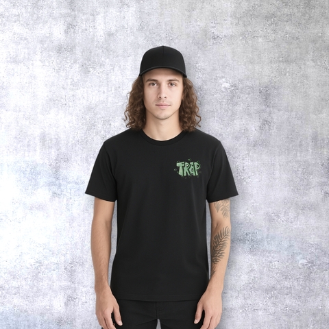 REMERA TRAP ALGODON NEGRA TALLE ADULTO MANGA CORTA - comprar online