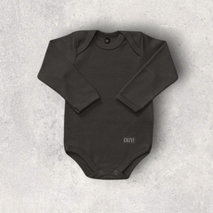 BODY BEBE NEGRO MANGA LARGA ALGODON LISO
