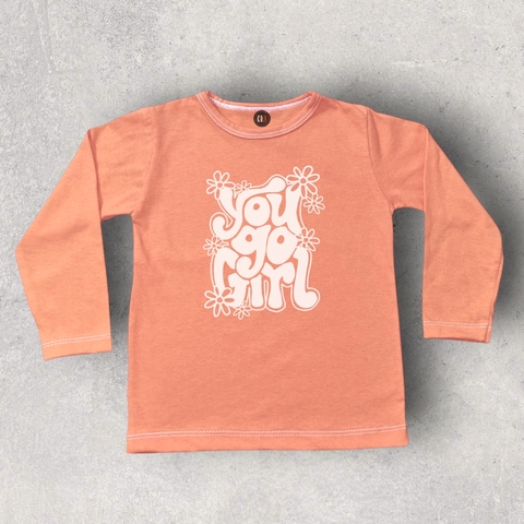 REMERA NIÑA Y BEBE YOUGOGIRL DURAZNO MANGA LARGA ALGODON - comprar online