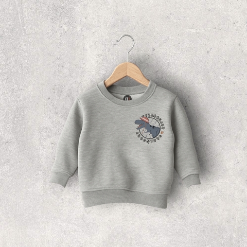BUZO FRISA GRIS MELANGE DINOADVENTURE SIN CAPUCHA - comprar online