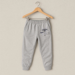 PANTALON BEBE TATIANA GRIS MELANGE FRIZA ALGODON - comprar online