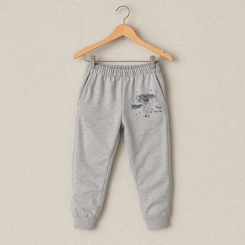 PANTALON BEBE TATIANA GRIS MELANGE FRIZA ALGODON - comprar online