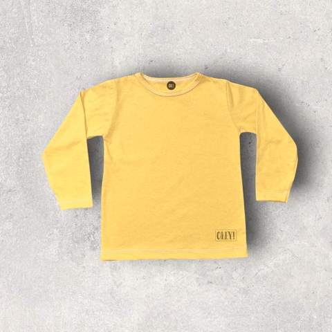 REMERA NIÑO Y BEBE AMARILLA LISA MANGA LARGA ALGODON - comprar online