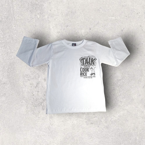 REMERA ALGODON BLANCA MANGA LARGA TALK NIÑO Y BEBE - comprar online