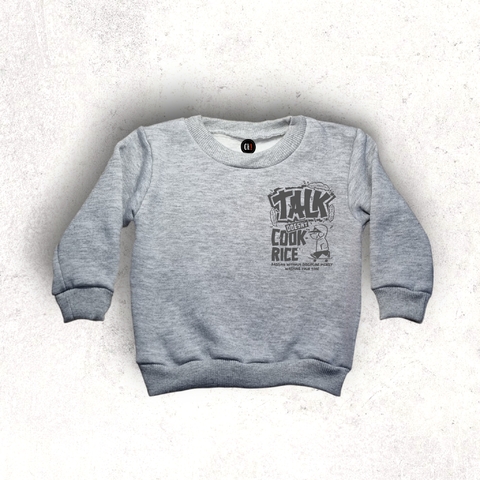 BUZO FRIZA GRIS MELANGE ALGODON SIN CAPUCHA TALK NIÑO Y BEBE - comprar online