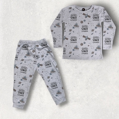 PIYAMA NIÑO Y BEBE SPACE GRIS MELANGE MANGA LARGA - tienda online